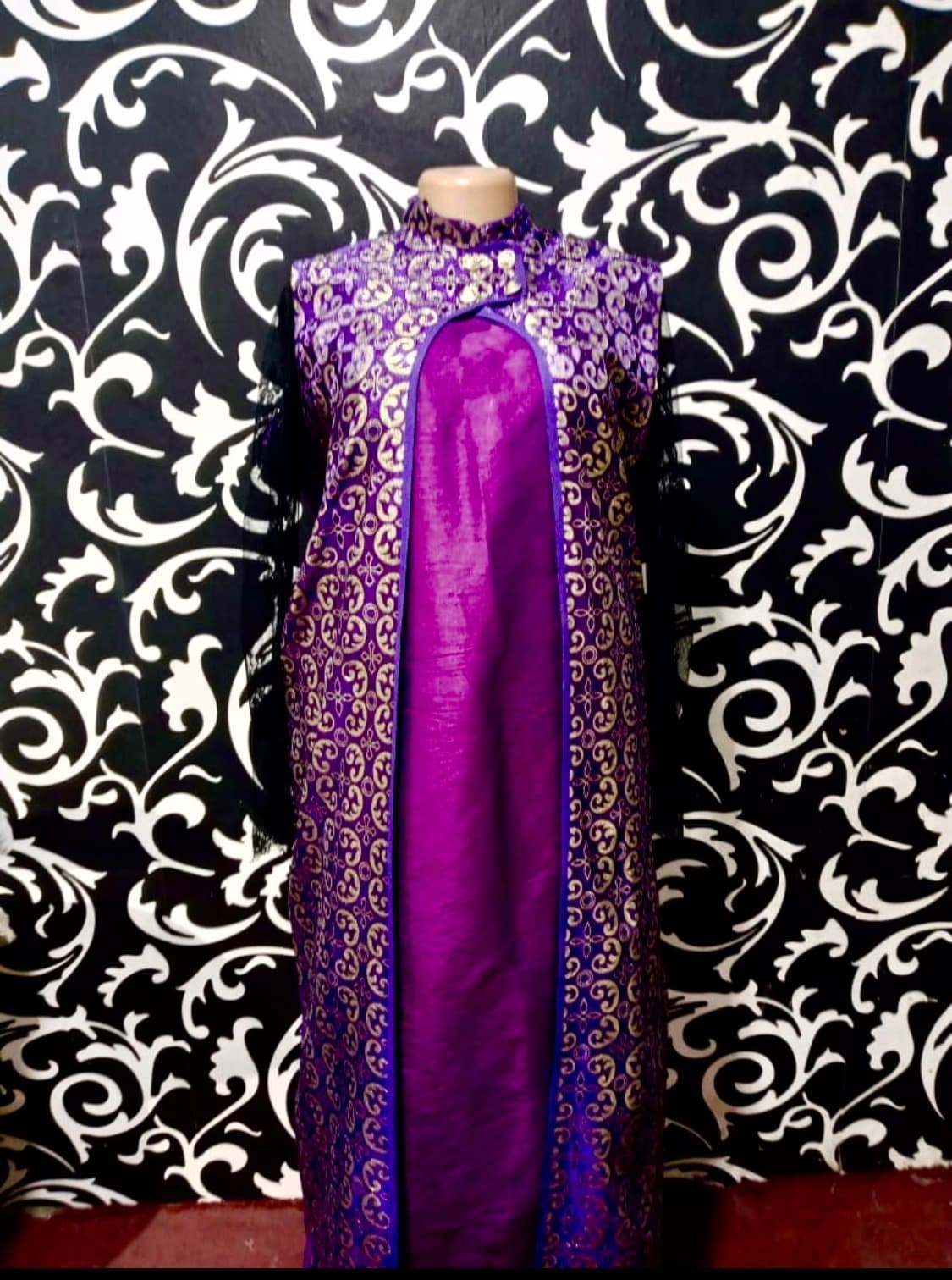 Royal purple and gold chimere clergy robe, custom kingdom garment Houston